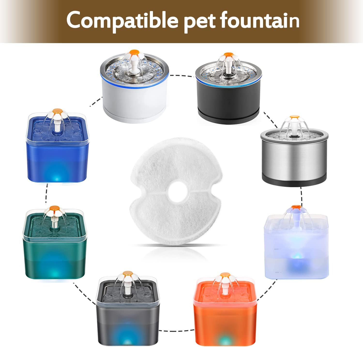 Pet Water Dispenser Filter - 4/8 Packs