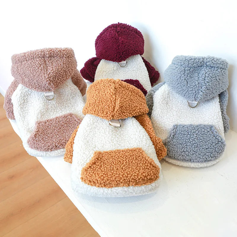 Fleece Puppy Hooded Sweater with Buckle