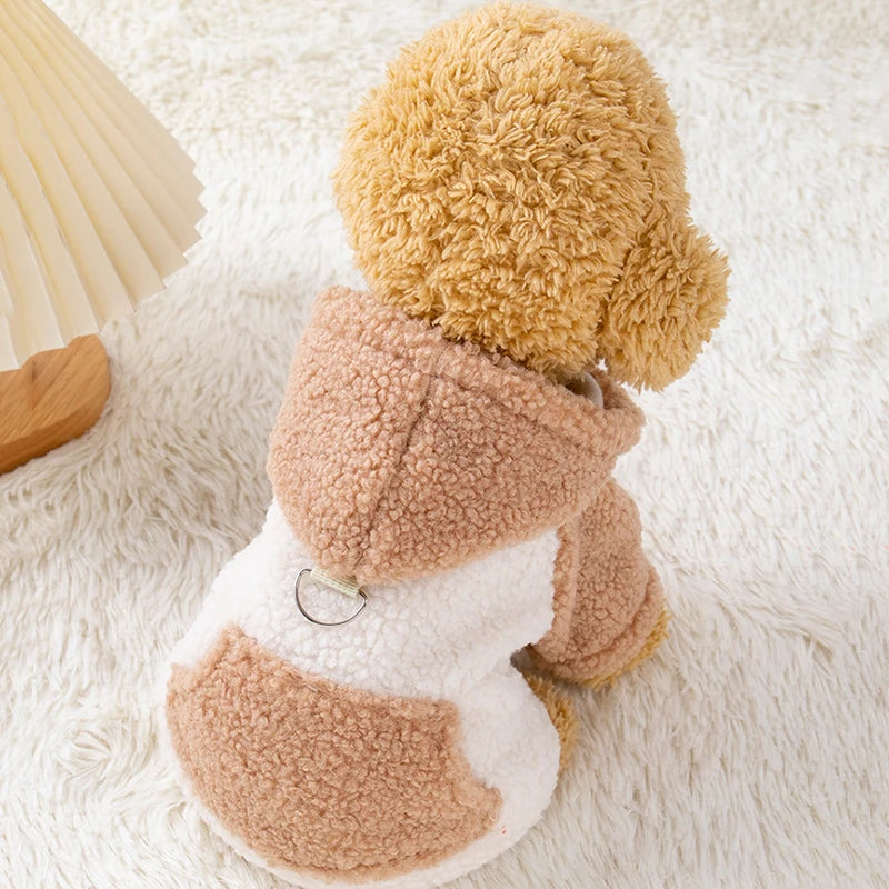 Fleece Puppy Hooded Sweater with Buckle