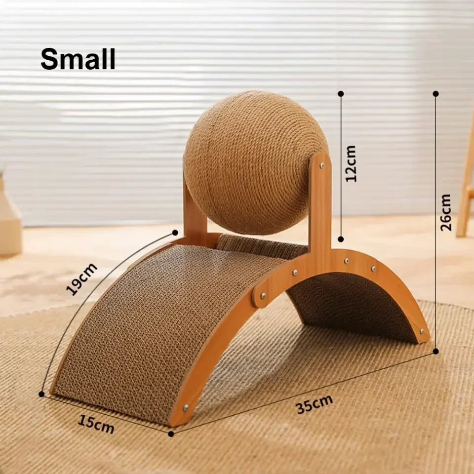 Wooden Cat Scratching Ball - 2 In 1 Scratcher
