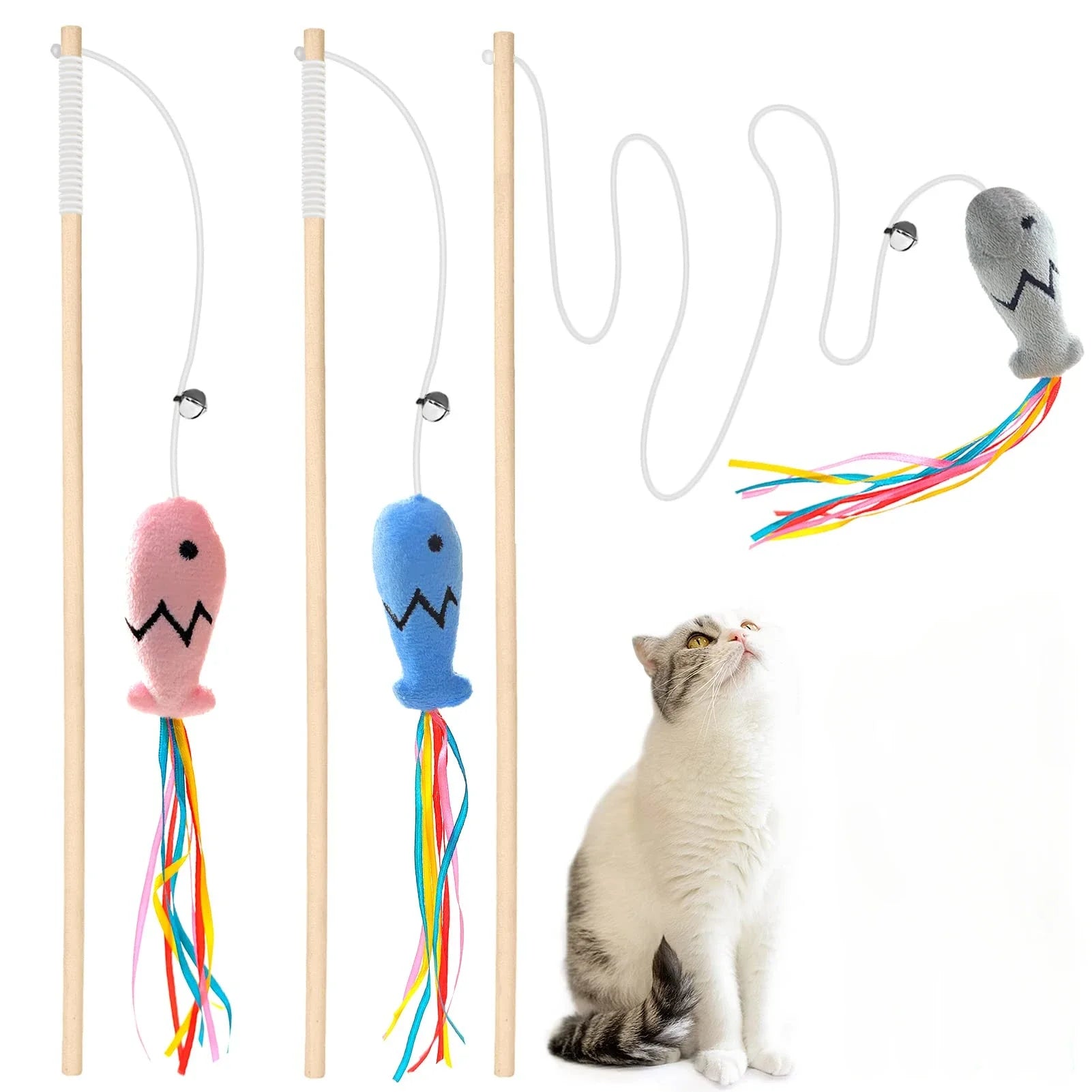 Interactive Elastic String Cat Stick