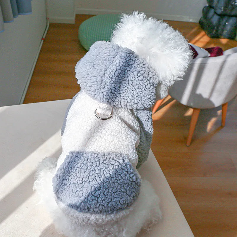 Fleece Puppy Hooded Sweater with Buckle