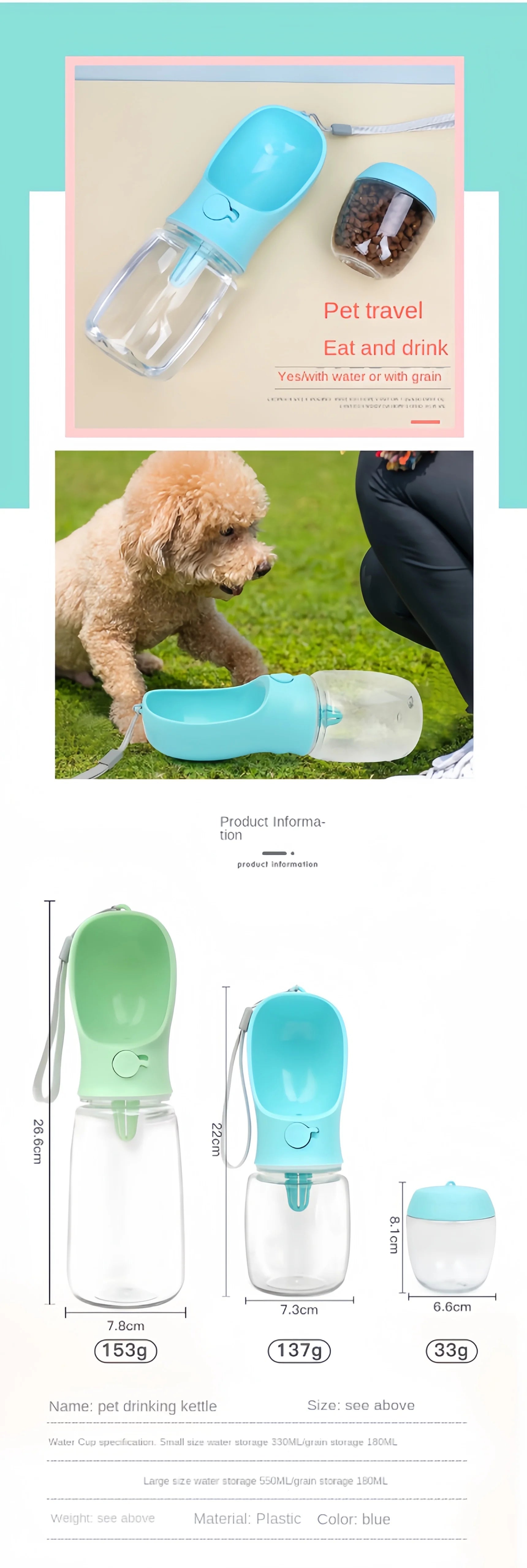Portable Water Bottle with Food Storage