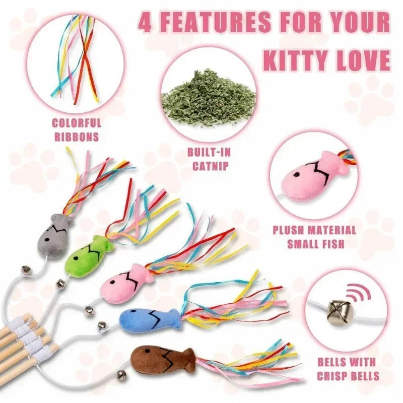 Interactive Elastic String Cat Stick