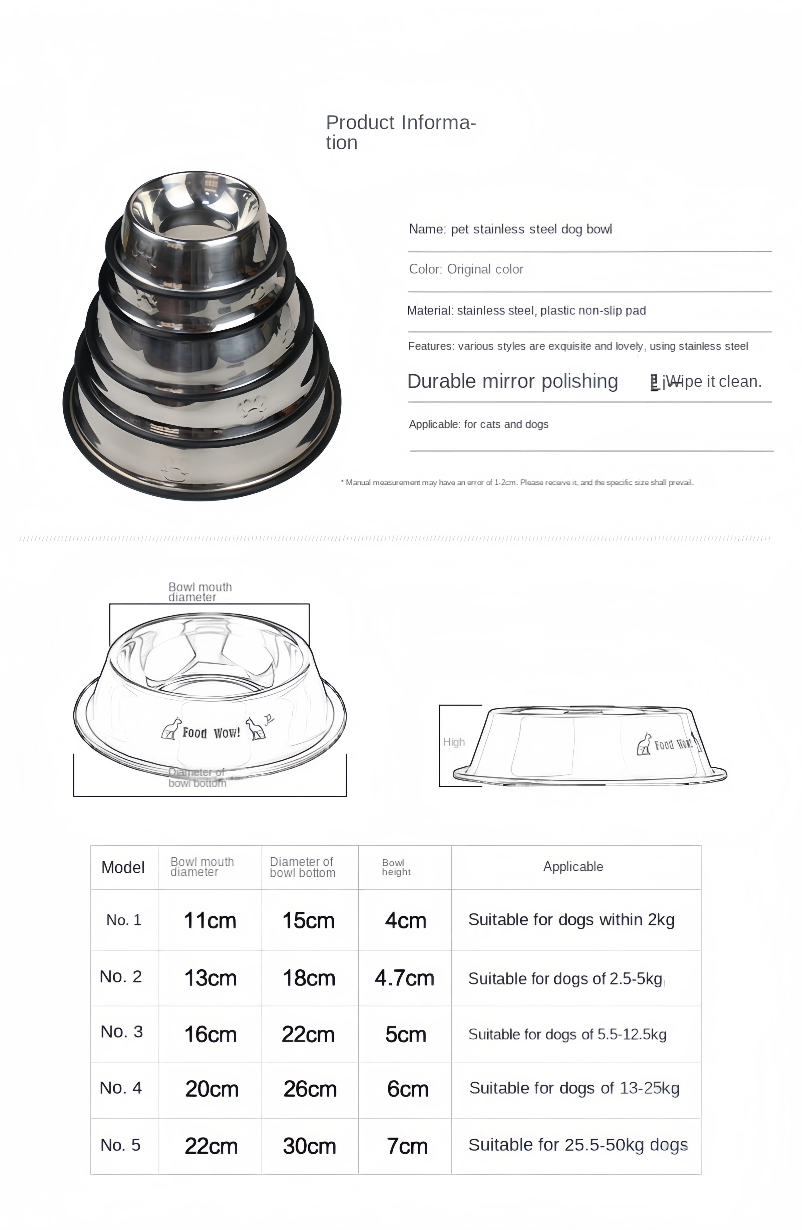Pet Stainless Steel Feeding Bowl