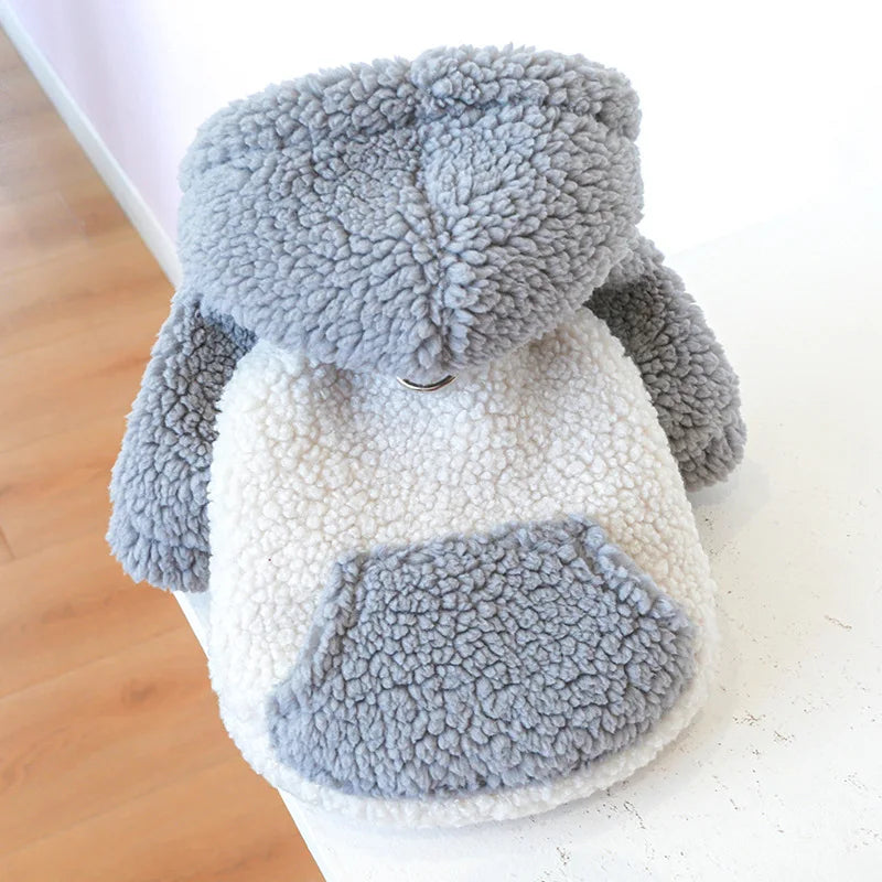 Fleece Puppy Hooded Sweater with Buckle