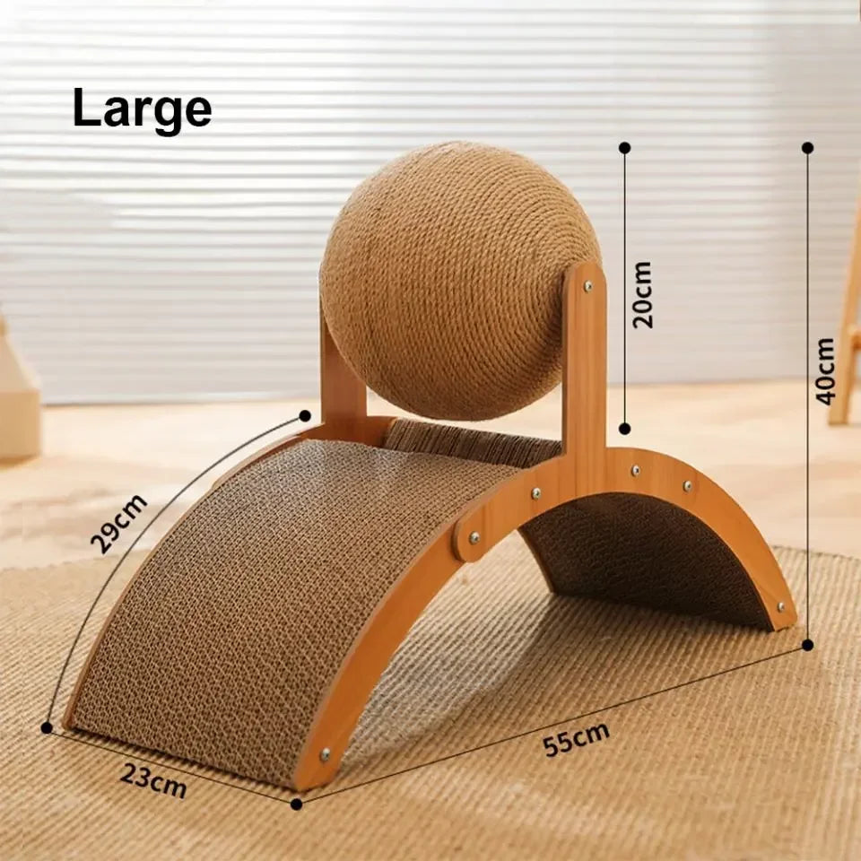 Wooden Cat Scratching Ball - 2 In 1 Scratcher