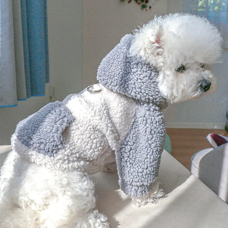 Fleece Puppy Hooded Sweater with Buckle