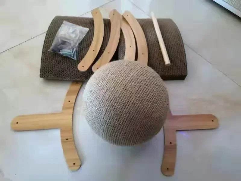 Wooden Cat Scratching Ball - 2 In 1 Scratcher