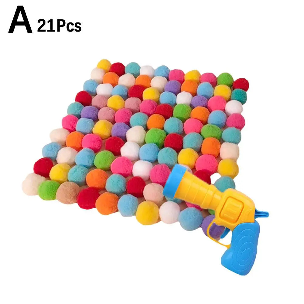 Cat Toys - Mini Shooting Gun With Stretch Plush Balls