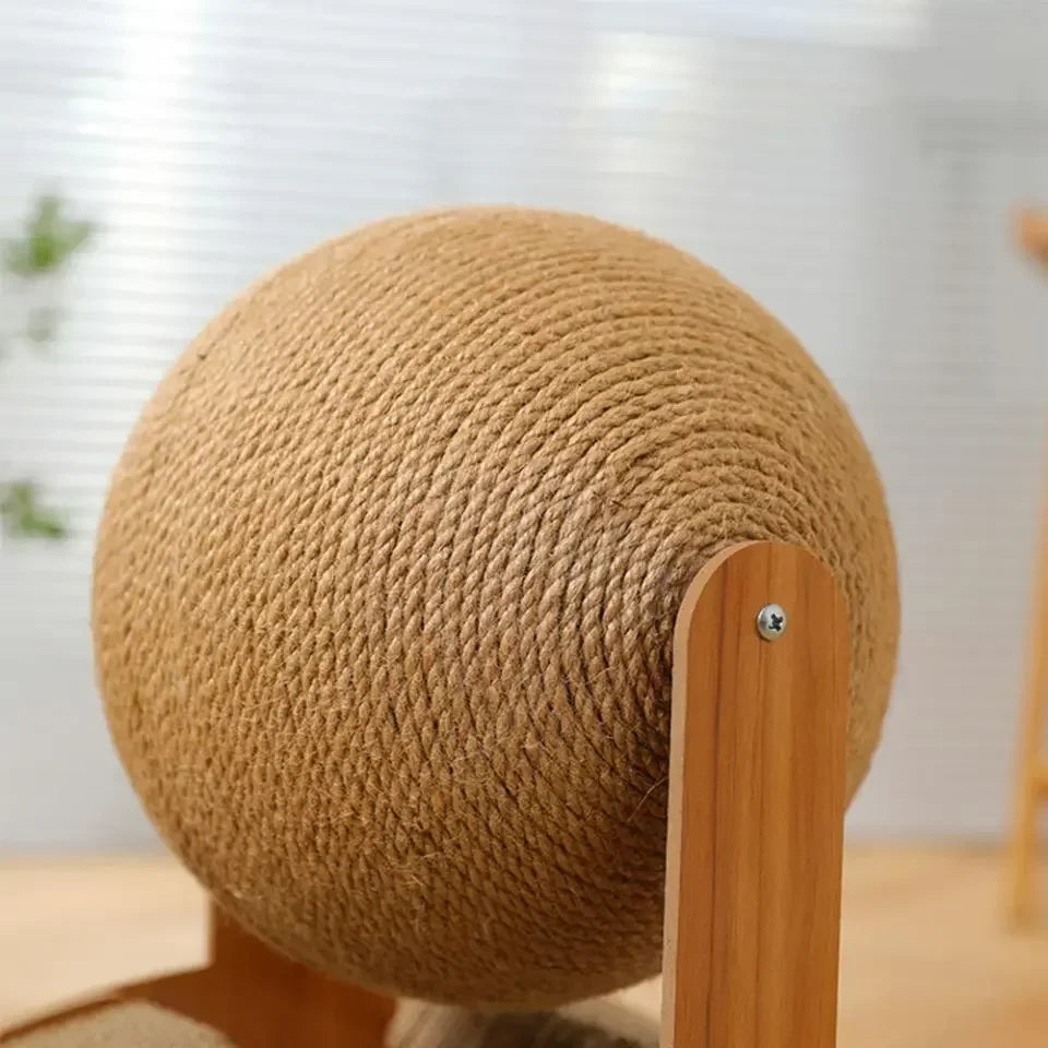 Wooden Cat Scratching Ball - 2 In 1 Scratcher