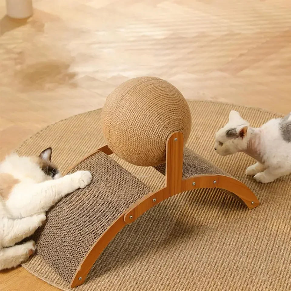 Wooden Cat Scratching Ball - 2 In 1 Scratcher
