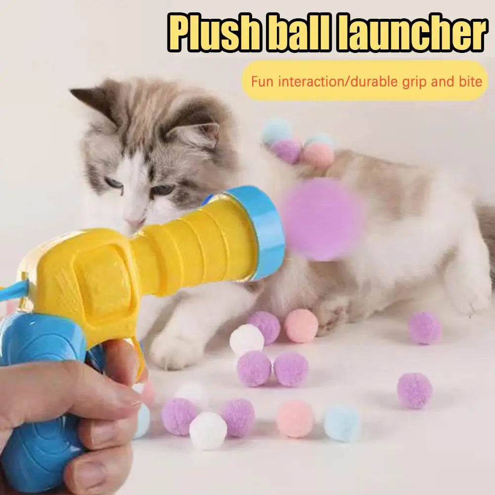 Cat Toys - Mini Shooting Gun With Stretch Plush Balls