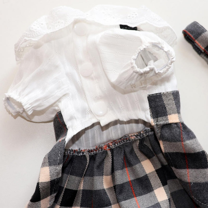 Dog Plaid Dress With Big Bowknot