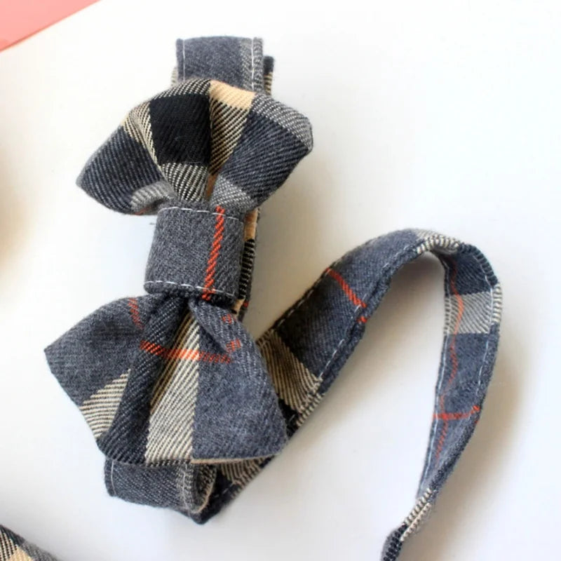 Dog Plaid Dress With Big Bowknot