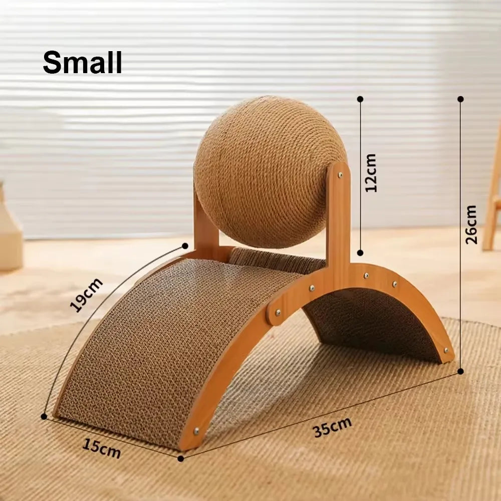 Wooden Cat Scratching Ball - 2 In 1 Scratcher
