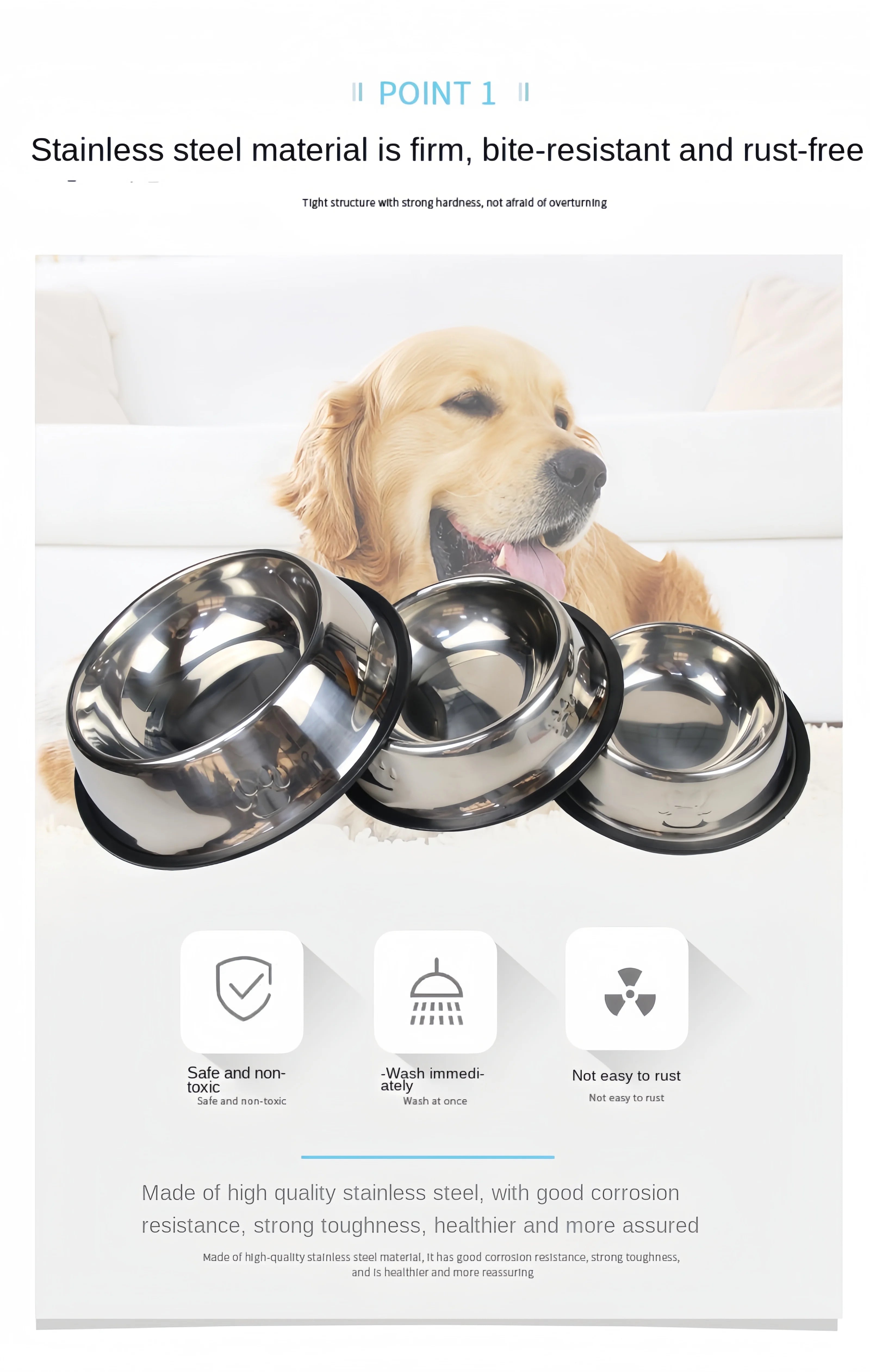 Pet Stainless Steel Feeding Bowl