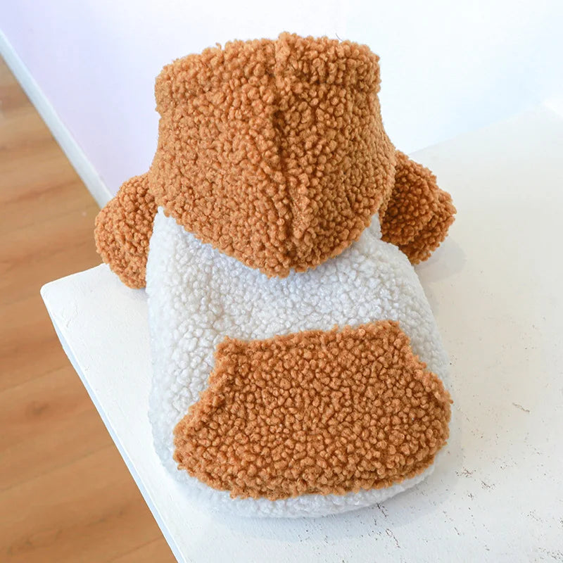Fleece Puppy Hooded Sweater with Buckle