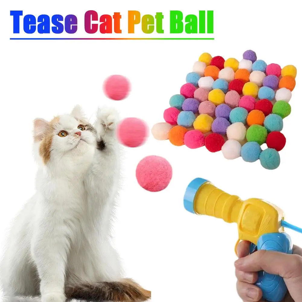 Cat Toys - Mini Shooting Gun With Stretch Plush Balls