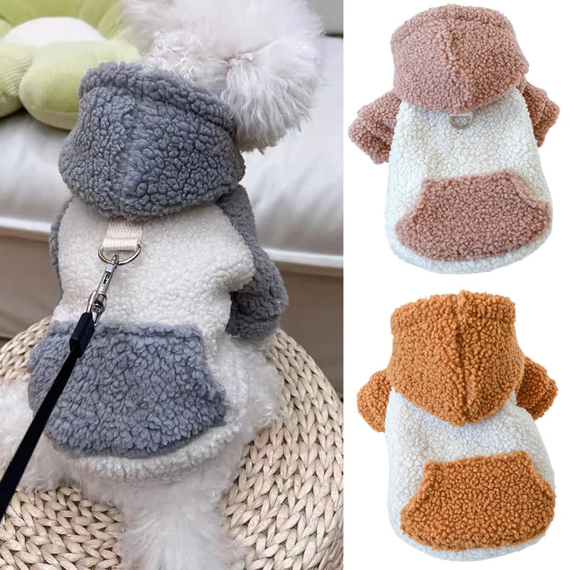 Fleece Puppy Hooded Sweater with Buckle
