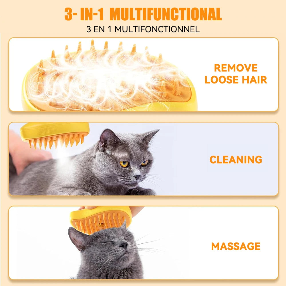3-in-1 Pet Steamy Brush