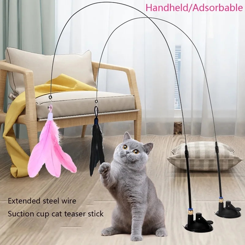 Handheld/ Adsorbable Feather Teaser