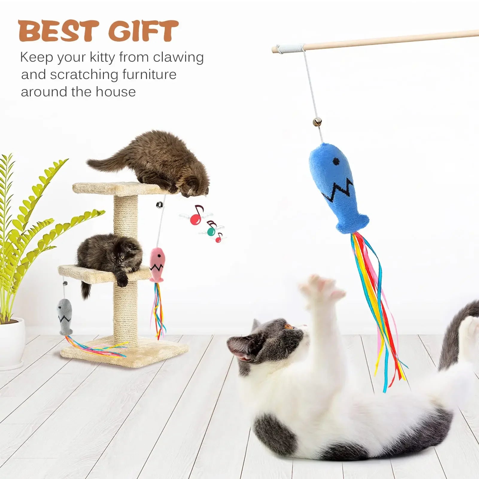 Interactive Elastic String Cat Stick