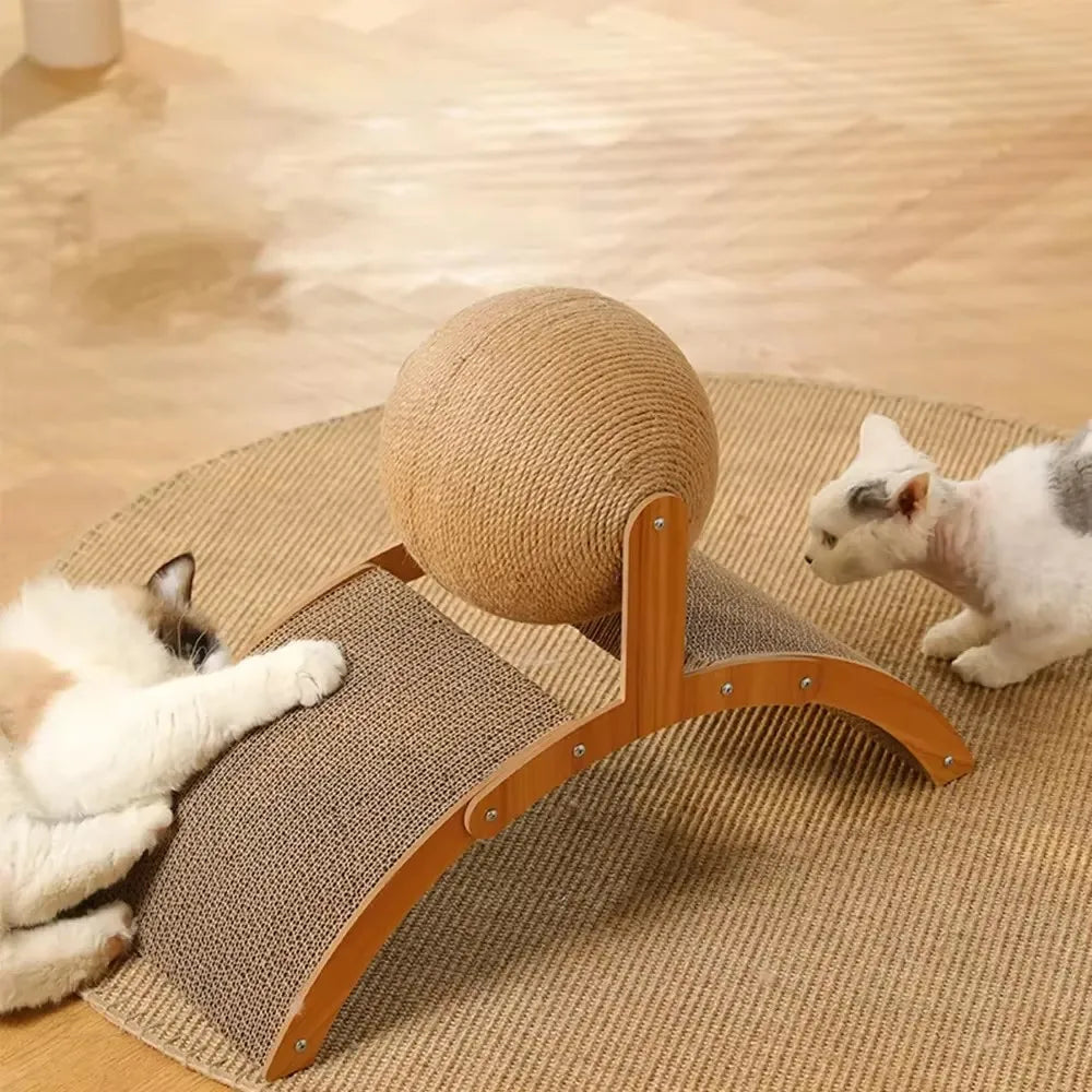 Wooden Cat Scratching Ball - 2 In 1 Scratcher