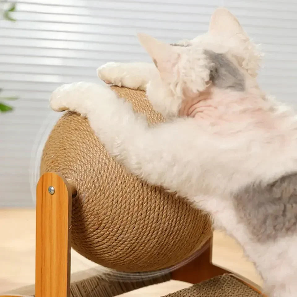 Wooden Cat Scratching Ball - 2 In 1 Scratcher