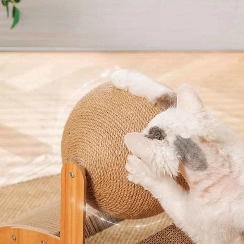 Wooden Cat Scratching Ball - 2 In 1 Scratcher