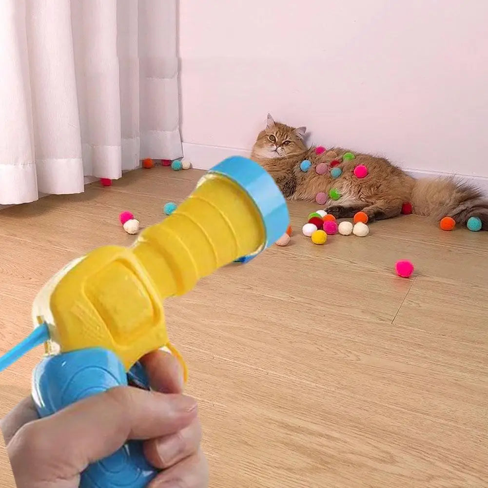 Cat Toys - Mini Shooting Gun With Stretch Plush Balls